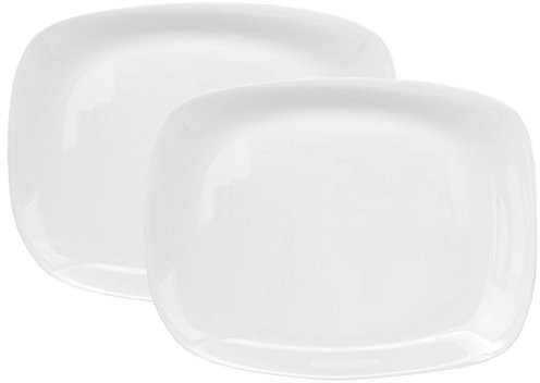Bormioli Rocco PARMA 2er Set Servierplatte, 325 x 240 x 23 mm, Servierteller aus weißem Opalglas, rechteckig, zeitlos-elegantes Design