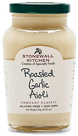 Stonewall Kitchen Roasted Garlic Aioli, 291g Jar, Creamy Garlic Aioli with Bold Flavour, Gourmet Sauce for Burgers, Meat, and More