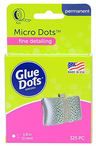 Glue Dots GD34300 Doppelseitige Micro Klebepunkte, Rolle mit 325 Punkten, Permanent, Rund, 3 mm, Vielseitige Verwendung, DIY Basteln, Karten Gestalten und Verzieren
