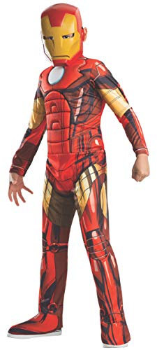 Iron Man Deluxe Costume, Kids Avengers Muscle Chest Outfit, Medium, Age 5 - 7, HEIGHT 4’ 2” - 4’ 6”