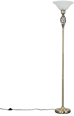 MiniSun | Antique Brass Barley Twist Floor Lamp with a Frosted Alabaster Shade | Floor Lamps & Torchieres, Home Décor & Improvement Essential