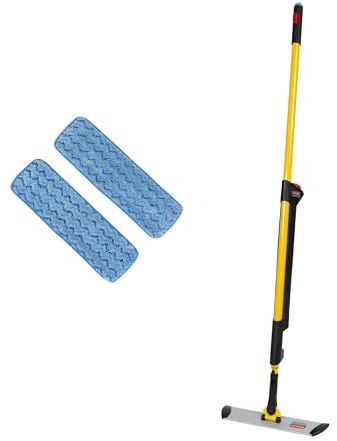 Rubbermaid Commercial Products HYGEN Pulse Flachmopp Set Gelb – 0,6-l-Flüssigkeitsbehälter, eimerloses Reinigen, ideal für Gewerbe – R050669
