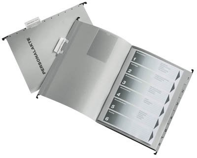 Leitz – Dossiers Suspendus Alpha fichier Personnel 230 g Gris lateralmente Ouvert du Anneaux 15, 30041085