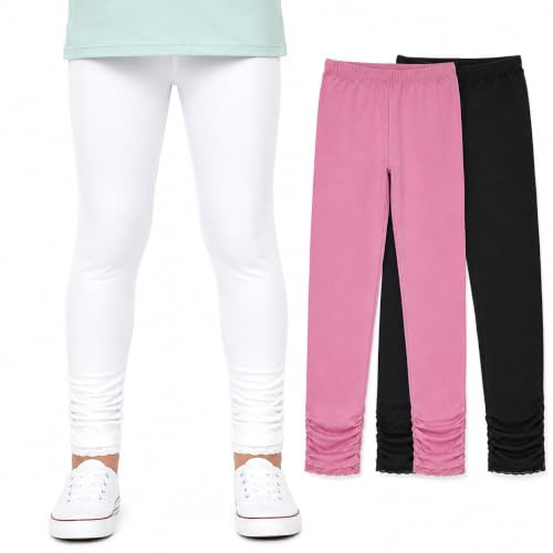 Bienzoe Girls Yoga Leggings 3-Pack: Stretch for Dance Gym School Pack A 10