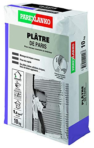 Parexlanko - Plâtre fin pour réparation, rebouchage et scellement en intérieur - Prise très rapide - 10kg
