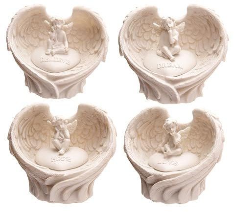 Puckator Hope Dream Love Believe LED Angel Wings Cherub Stone - Romantic Modern Love Wedding Gift Gifts for Girlfriend - Fairy Grave Ornaments Figurine - Valentines Day Gifts for Her Him - Home Decor