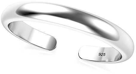 Metal Factory Sterling Silver 2MM Plain Dome Adjustable Toe Band Ring