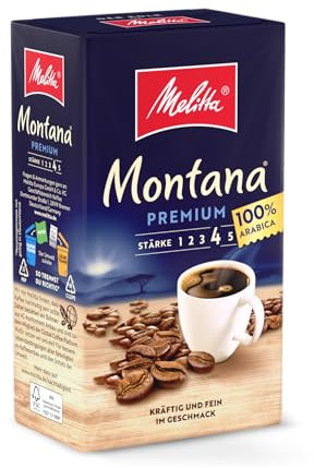 Melitta Montana Premium Café Filtre 500 G, Moulu, Poudre pour Machines à Café Filtre, 100 pour Cent Arabica, Torréfaction Forte, Torréfié en Allemagne