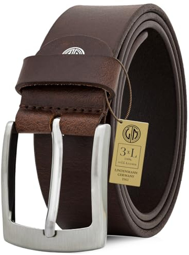 Lindenmann - Cinturón para vaqueros XXL, 4 mm, de cuero de búfalo, para hombre marrón 115