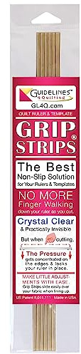 Guidelines4quilting Grip Strips - Non Slip Solution for Your Quilting Rulers and Templates - Crystal Clear, Peel and Stick Strips, 6 per Package. Repositionable and Leaves No Residue. Made in USA