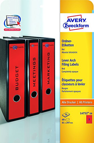 Ordneretikett 61x297mm rot ZWECKFORM L4752-20 60ST