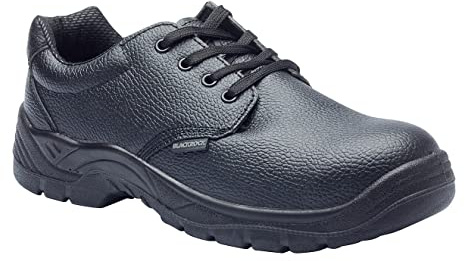 Blackrock S1-P SRC Gibson Safety Shoes, Mens and Womens, Black, Steel Toe Cap, Wide Fit, Lightweight Leather Safety Footwear, Slip Resistant Security Shoes, Work Utility Footwear - Size 8