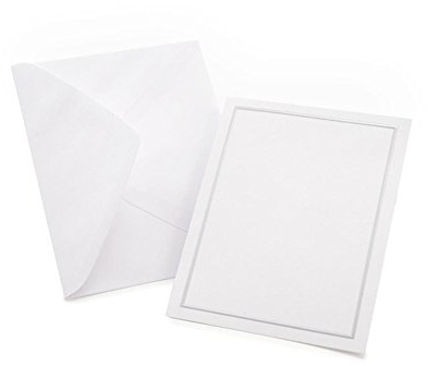 Gartner Studios Silver Foil Border All Purpose Cards with Envelopes, Blank Invitation Cards, White and Platinum Cards, 4.25 by 5.5, 50 Count (60024)