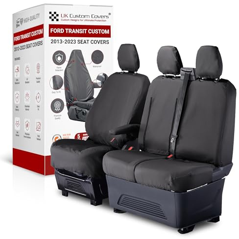 Seat Covers to fit the Ford Transit Custom 2013-2023 Waterproof, Heavy Duty, Seat Mounted Airbag Compatible, Durable, Easy to Fit - Tailored Driver & Single Passenger Seat Covers