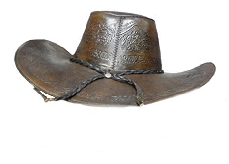 Alpakaandmore Handgearbeiteter verziertet Lederhut Rindleder innen gefüttert (S)