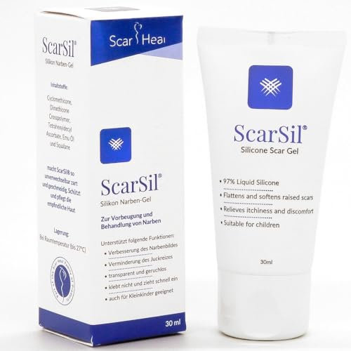 SCARSIL Silikon Narbengel: Ideal für Gesicht und bewegliche Gelenke - Fördert Hautregeneration, Narbenbehandlung Gel, 30ml