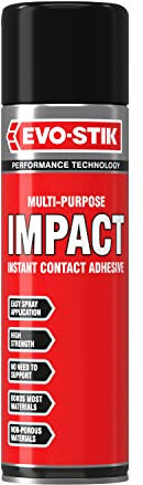 EVO-STIK Impact Instant Contact Adhesive Spray, Multipurpose, High-Strength Adhesive, Bonds Instantly on Contact, Fast Drying, 500ml