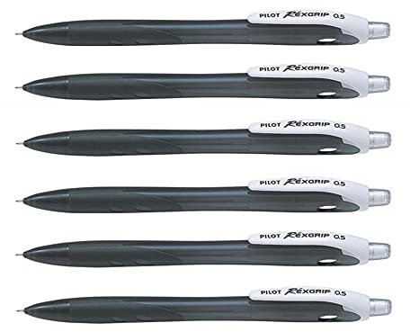 Pilot - Lote de 6 portaminas REXGRIP BEGREEN 0,5 mm, color negro