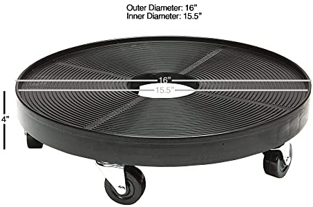 DeVaultEnterprises Devault 16 Inch Plant Dolly Multi-Pack, Heavy Duty Rolling Plant Caddy with Wheels for Large Pots and Planters, 500 lb Capacity, Made in USA (1, Black/Hole)