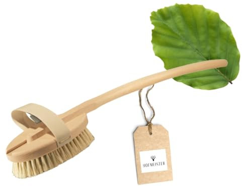 HOFMEISTER® Badebürste, 47 cm, angenehme Reinigung & Massage des Rückens, sanft zur Haut Dank Fibre-Natur-Borsten, Peeling mit der Körperbürste, Handschlaufe & Abnehmbarer Stiel