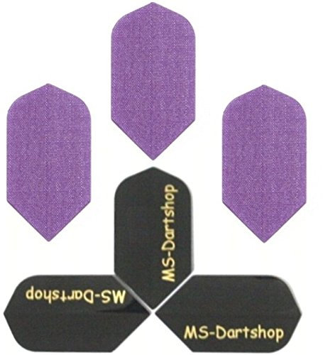 MS-DARTSHOP Dart-Flights Nylon Slim, 3 Sätze = 9 Stück, incl. 1 Satz MS-DARTSHOP Flights (Lila)