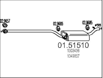 MTS 01.51510 Mittelschalldämpfer Mitteltopf 2150mm 9,3kg