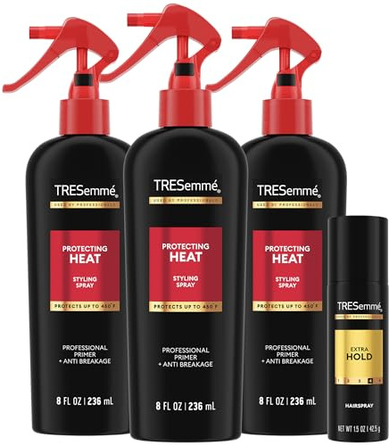 TRESemmé Protecting Heat Spray with Keratin, 3-Pack + Extra Hold Hairspray for Thermal Protection & Frizz Control