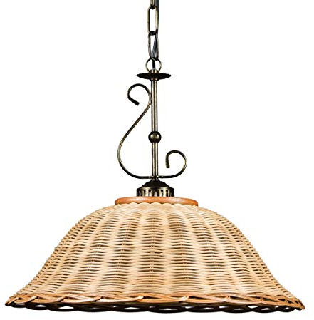 Helios Leuchten 2020710 Hängelampe Rattan Lampe Leuchte, Korblampe, Pendellampe Landhaus-Stil, Deckenlampe skandinavisch für Esstisch Wohnraum Küche