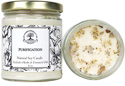 Purification Soy Herbal Candle by Art of the Root | Handmade with Natural Soy Wax | for Spiritual Spells, Intentions, and Rituals | Wiccan, Pagan, Conjure & Magick