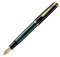 Pelikan Souverän M600 Füllfederhalter, Schwarz-Grün, 14K Bicolor-Goldfeder F, Kolbenfüller, Made in Germany
