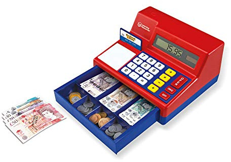 Learning Resources Pretend & Play Calculator Cash Register with Canadian Currency, Classic Counting Toy, Kids Cash Register, 73 Pieces, Ages 3+