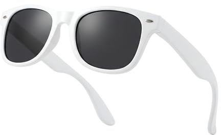 Komonee Drifter Sunglasses UV400 Protection White Classic Style Retro Sun Shades Eye Glasses Unisex For Men Women Travel & Fashion – Lightweight Frame Fashion Eyewear Outdoors