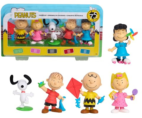 Peanuts 75th Anniversary Collectible Figure Set – Snoopy, Charlie Brown, Lucy, Linus & Sally Toys – 5-Piece Figures for Kids & Adult Collectors, Ages 3 and Up