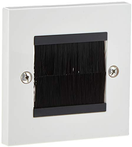 Aerials, Satellites and Cables single brush Single Gang Cable Entry/Exit Brush Faceplate for Wall Outlet