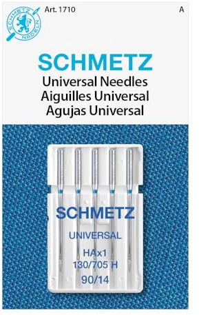 SCHMETZ Universal Sewing Machine Needles - Size 90/14, 5-Needle Cards, Pack of 1