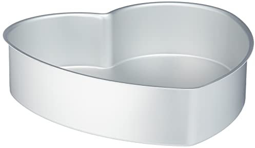 Decora 0062671 Moule ANODISÉ AU Bord Droit Coeur 30 X H 7,5 CM, Métal, 30 x 7,5 cm, Argent