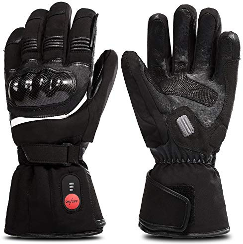 SAVIOR HEAT Heated Motorcycle Gloves for Men & Women, Waterproof Windproof, Touchscreen Compatible, 7.4V Rechargeable Battery Gloves Winter Outdoor Riding, Cycling, Snowmobile