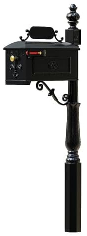 ADDRESSES OF DISTINCTION Williamsburg Style 211 Black Aluminum Mailbox and Post System
