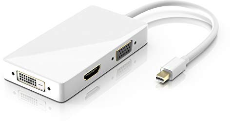 CSL - 4k 3in1 Mini Displayport 1.2 zu HDMI VGA oder DVI Adapter - 3840x2160 UHD 2160p 4k - kompatibel mit PC MAC Apple ASUS Dell Google Lenovo HP Toshiba Video und Audio-Übertragung - Weiss
