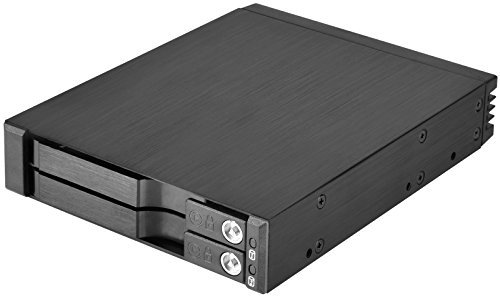 SilverStone SST-FS202B - Aluminium Trayless Hot Swap Mobile Rack Backplane / Internal Hard Drive Enclosure for 2x 2.5 Inch SAS/SATA HDD or SSD, fit in any 3.5 Inch Drive Bay, with Lock, black