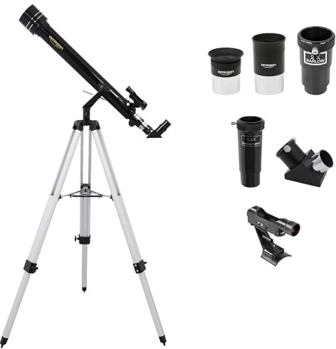 Omegon Teleskop AC 60/700 AZ-1 | Achromatisches Refraktor-Teleskop | Ideal für Einsteiger | Klare Mond- und Planetenbeobachtung | Kompakt und leicht zu transportieren