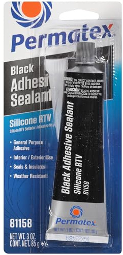 Permatex 81158 Black Silicone Adhesive Sealant, Multi Purpose adhesive Sealant, Can be applied to Variety of surfaces, Inside and Outside use 1 x 85g