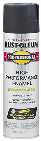 Rust-Oleum 7578838 Professional High Performance Enamel Spray Paint, 15 oz, Flat Black