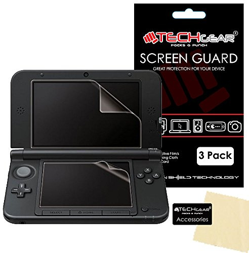 TECHGEAR [3-Pack] Skärmskydd för Nintendo 3DS XL - Genomskinligt Skydd för Topp & Botten - Kompatibel Med Nya 3DS XL (November 2014)