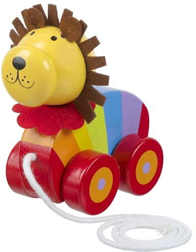 Lion Pull Along Toy - Animal Push and Pull Along Toys for 1 Year Olds, Toddler, Walker Wooden Toys - 1st Birthday Gifts for Baby Boys and Girls - Early Development & Activity Toys by Orange Tree Toys