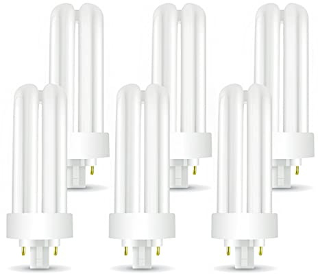 (6 Pack) plt-26 W 827, 4 pin GX24q-3, 26 W Triple tubo fluorescente compacta, luz bombilla