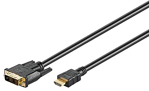 Goobay 51579 Câble DVI-D/HDMI, Doré, Noir, 1m Longueur de Câble