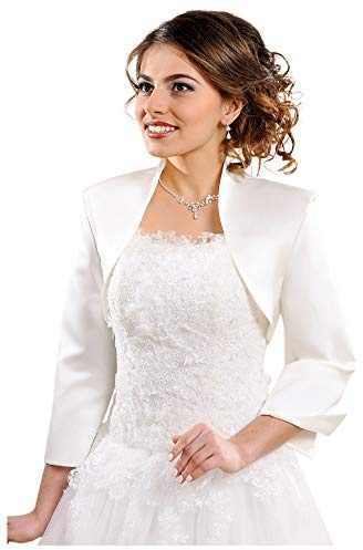 Bolero Jacket Bridal Jacket Bolero Jacket Bridal Bolero Wedding 3/4 Sleeves Satin, ivory, 16