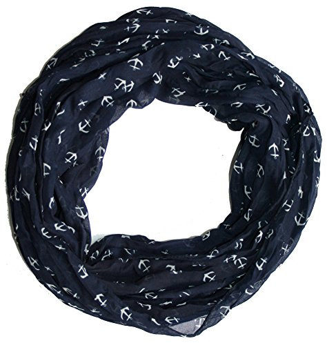 Anker Marine Damen Loop Schal aus hochwertiger Seide & Baumwolle (marine)