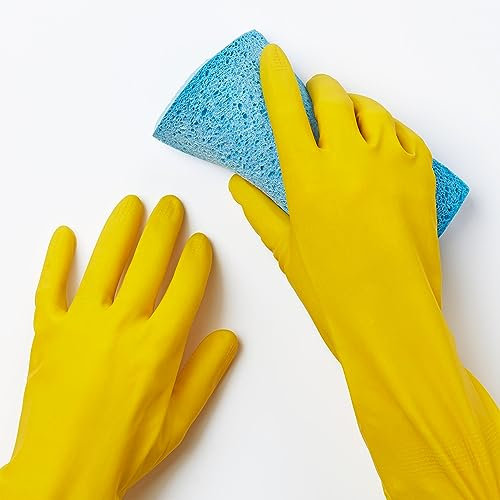 Elliott Household Cleaning Gloves, Latex Washing Up Gloves with extra long cuff and soft breathable lining, Long lasting quality in a small size